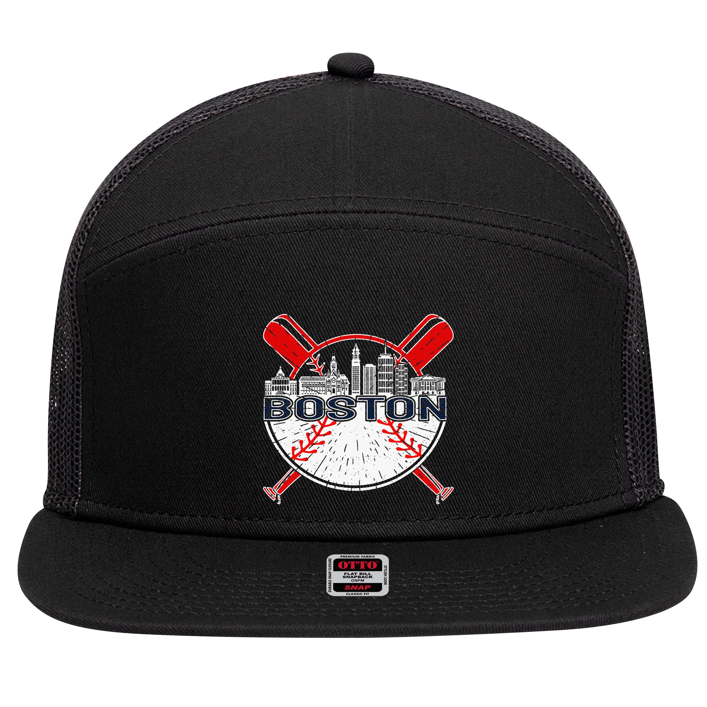 Vintage Boston Baseball 7 Panel Mesh Trucker Snapback Hat