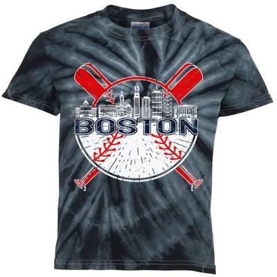 Vintage Boston Baseball Kids Tie-Dye T-Shirt