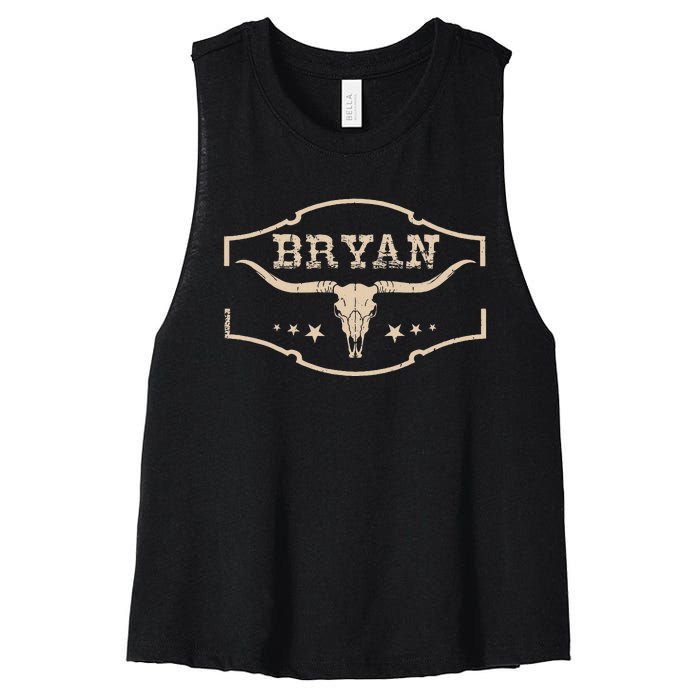 Vintage Bryan Bullskull Western Deserts Bryan Women's Racerback Cropped Tank