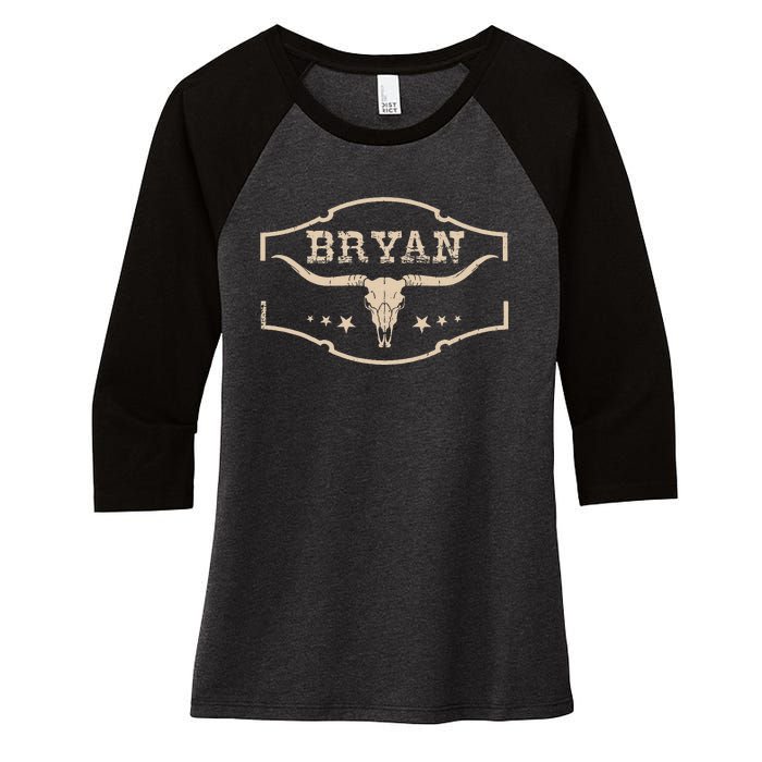 Vintage Bryan Bullskull Western Deserts Bryan Women's Tri-Blend 3/4-Sleeve Raglan Shirt