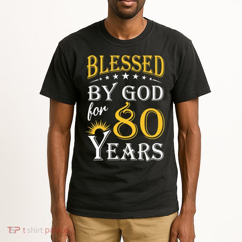 Vintage Blessed by God for 80 years Happy 80th Birthday Tall T-Shirt
