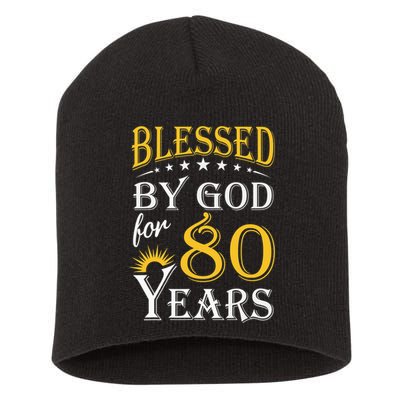 Vintage Blessed by God for 80 years Happy 80th Birthday Short Acrylic Beanie