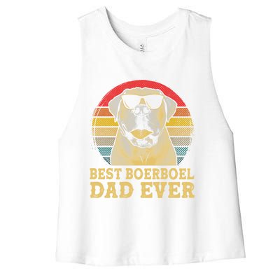 Vintage Best Boerboel Dad Ever Dog Lovers Gift Women's Racerback Cropped Tank