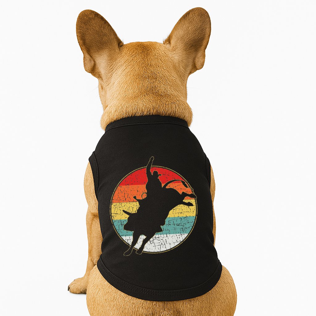 Vintage Bucking Bull Riding Rodeo Rider Western Country Doggie Tank