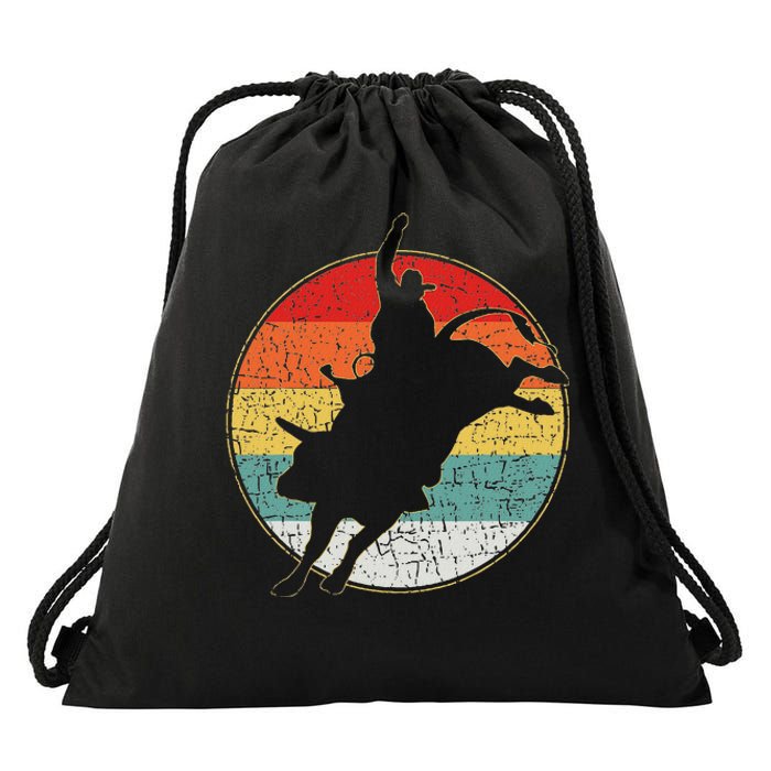 Vintage Bucking Bull Riding Rodeo Rider Western Country Drawstring Bag