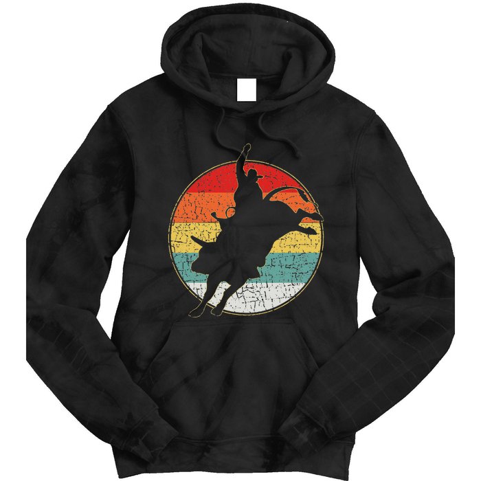 Vintage Bucking Bull Riding Rodeo Rider Western Country Tie Dye Hoodie