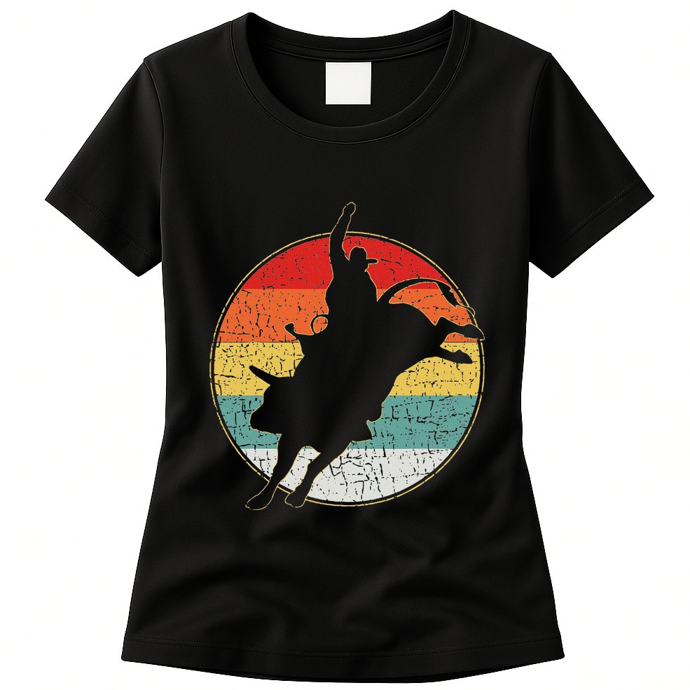 Vintage Bucking Bull Riding Rodeo Rider Western Country Womens T-Shirt
