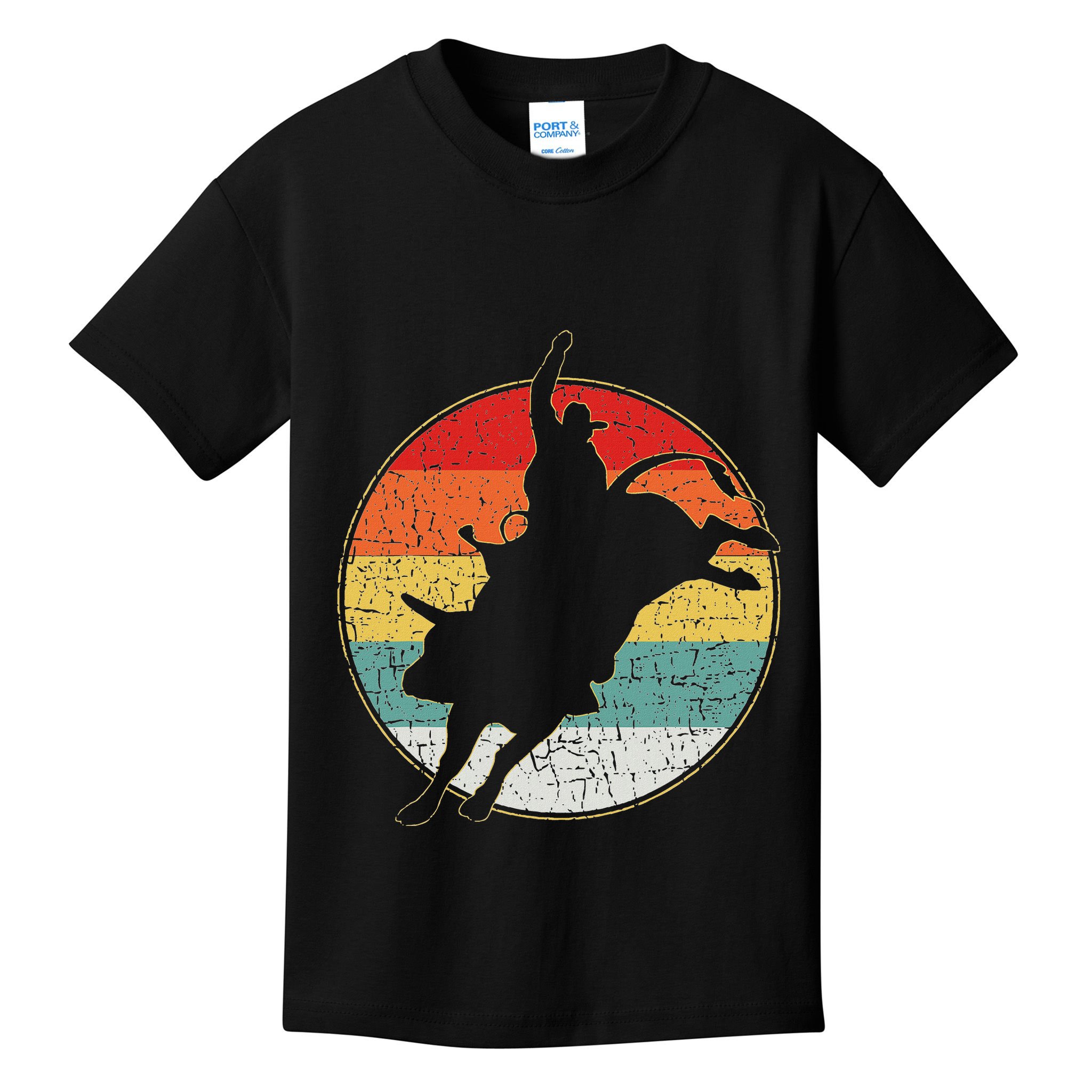 Vintage Bucking Bull Riding Rodeo Rider Western Country Kids T-Shirt