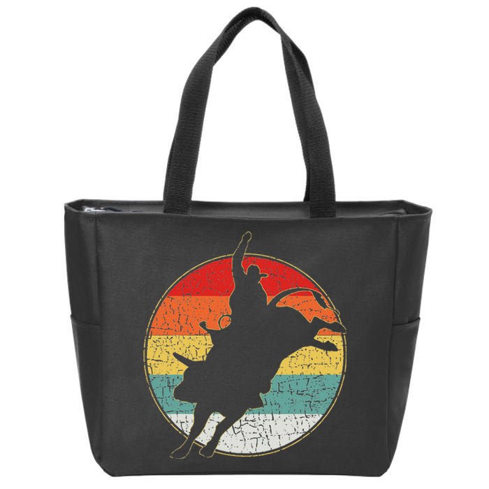 Vintage Bucking Bull Riding Rodeo Rider Western Country Zip Tote Bag