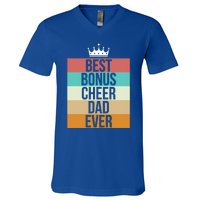 Vintage Best Bonus Cheer Dad Ever Retro Cheerleader Father Gift V-Neck T-Shirt