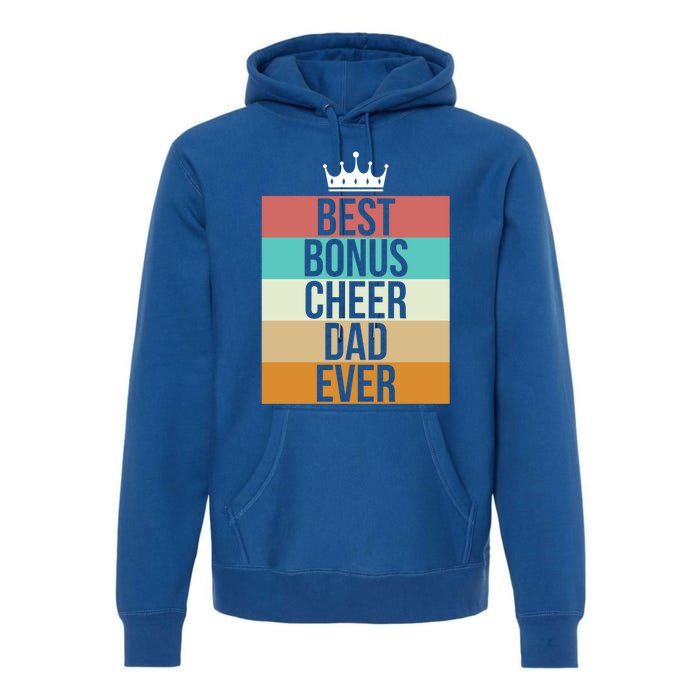 Vintage Best Bonus Cheer Dad Ever Retro Cheerleader Father Gift Premium Hoodie