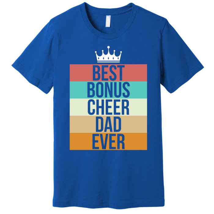 Vintage Best Bonus Cheer Dad Ever Retro Cheerleader Father Gift Premium T-Shirt