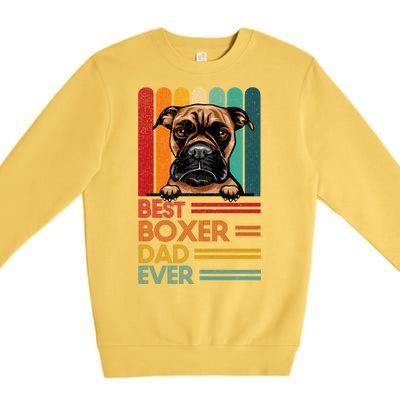 Vintage Best Boxer Dad Ever Fathers Day Dogs Lover Cool Gift Premium Crewneck Sweatshirt