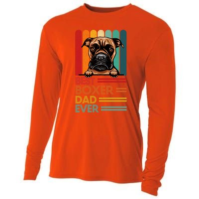 Vintage Best Boxer Dad Ever Fathers Day Dogs Lover Cool Gift Cooling Performance Long Sleeve Crew