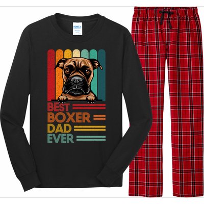 Vintage Best Boxer Dad Ever Fathers Day Dogs Lover Cool Gift Long Sleeve Pajama Set