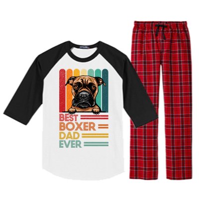 Vintage Best Boxer Dad Ever Fathers Day Dogs Lover Cool Gift Raglan Sleeve Pajama Set