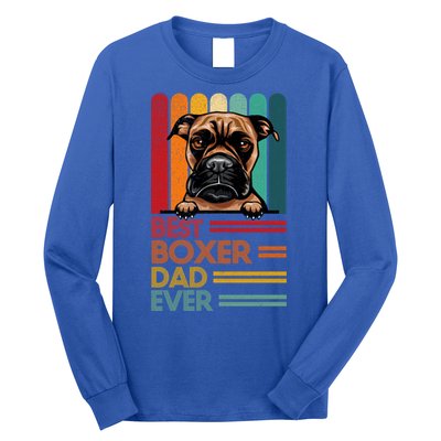 Vintage Best Boxer Dad Ever Fathers Day Dogs Lover Cool Gift Long Sleeve Shirt