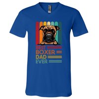 Vintage Best Boxer Dad Ever Fathers Day Dogs Lover Cool Gift V-Neck T-Shirt