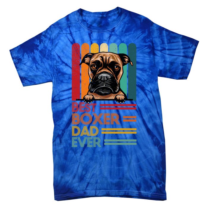 Vintage Best Boxer Dad Ever Fathers Day Dogs Lover Cool Gift Tie-Dye T-Shirt