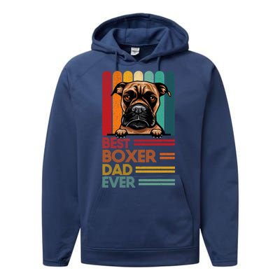 Vintage Best Boxer Dad Ever Fathers Day Dogs Lover Cool Gift Performance Fleece Hoodie