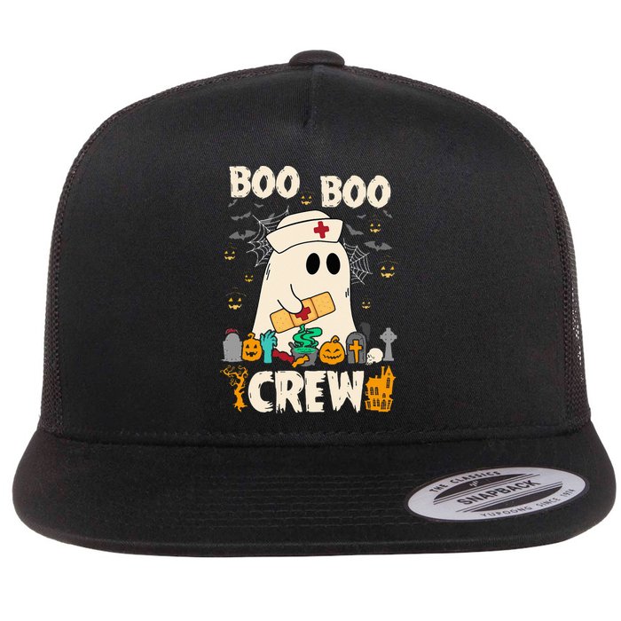 Vintage Boo Boo Crew Nurse Ghost Funny Halloween Costume Flat Bill Trucker Hat