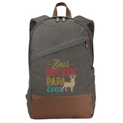 Vintage Best Buckin Papa Ever Gift Deer Hunters Gift Retro Funny Gift Cotton Canvas Backpack