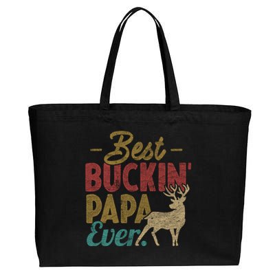 Vintage Best Buckin Papa Ever Gift Deer Hunters Gift Retro Funny Gift Cotton Canvas Jumbo Tote