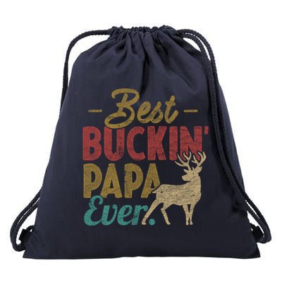 Vintage Best Buckin Papa Ever Gift Deer Hunters Gift Retro Funny Gift Drawstring Bag