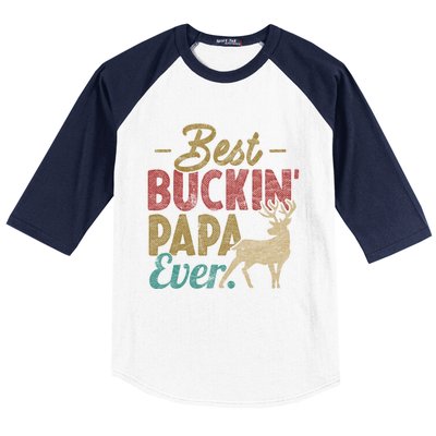 Vintage Best Buckin Papa Ever Gift Deer Hunters Gift Retro Funny Gift Baseball Sleeve Shirt