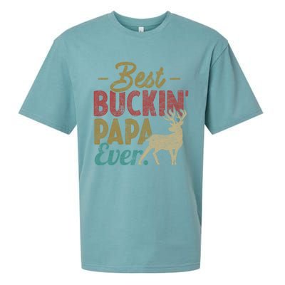 Vintage Best Buckin Papa Ever Gift Deer Hunters Gift Retro Funny Gift Sueded Cloud Jersey T-Shirt