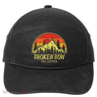 Vintage Broken Bow Oklahoma Ok Mountains Hiking Souvenir 7-Panel Snapback Hat