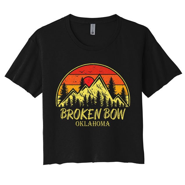 Vintage Broken Bow Oklahoma Ok Mountains Hiking Souvenir Crop Top