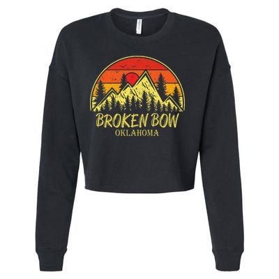 Vintage Broken Bow Oklahoma Ok Mountains Hiking Souvenir Cropped Pullover Crew