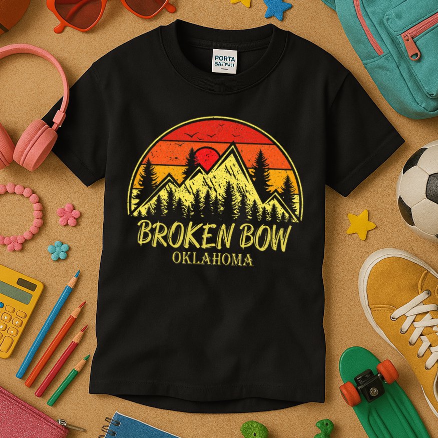 Vintage Broken Bow Oklahoma Ok Mountains Hiking Souvenir Kids T-Shirt