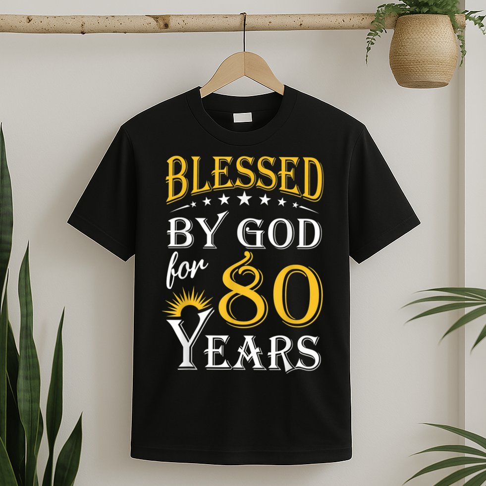 Vintage Blessed by God for 80 years Happy 80th Birthday T-Shirt