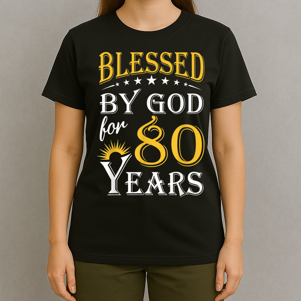 Vintage Blessed by God for 80 years Happy 80th Birthday T-Shirt