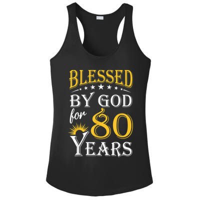 Vintage Blessed by God for 80 years Happy 80th Birthday Ladies PosiCharge Competitor Racerback Tank