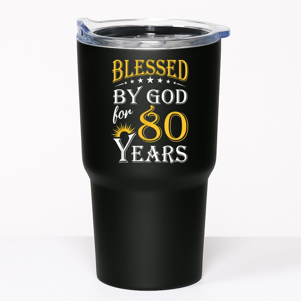 Vintage Blessed by God for 80 years Happy 80th Birthday Tumbler