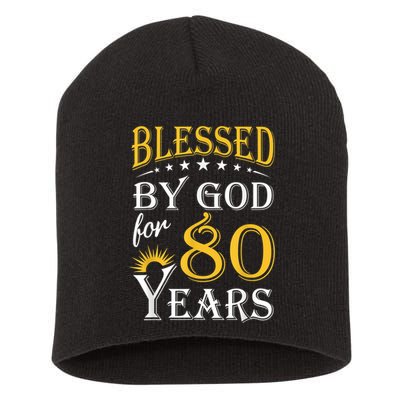 Vintage Blessed by God for 80 years Happy 80th Birthday Short Acrylic Beanie