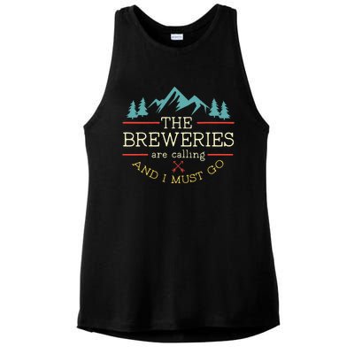 Vintage Beer Breweries Are Calling And I Must Go Craft Beer Ladies PosiCharge Tri-Blend Wicking Tank