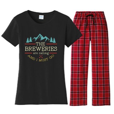 Vintage Beer Breweries Are Calling And I Must Go Craft Beer Women's Flannel Pajama Set