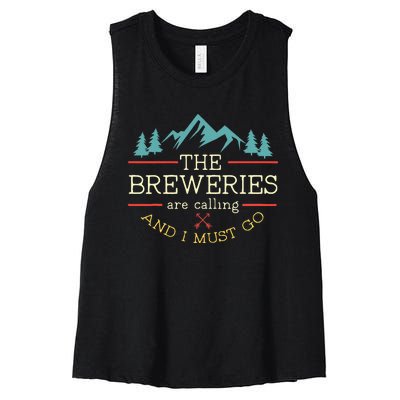 Vintage Beer Breweries Are Calling And I Must Go Craft Beer Women's Racerback Cropped Tank