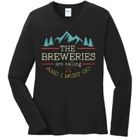 Vintage Beer Breweries Are Calling And I Must Go Craft Beer Ladies Long Sleeve Shirt