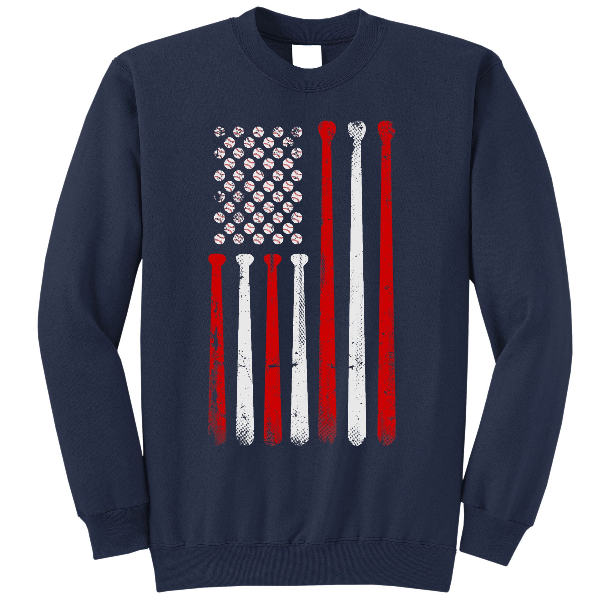 Vintage Baseball Bat American USA Flag Baseball Graphic Sweatshirt