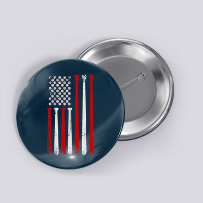 Vintage Baseball Bat American USA Flag Baseball Graphic Button