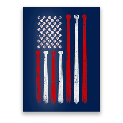 Vintage Baseball Bat American USA Flag Baseball Graphic Poster