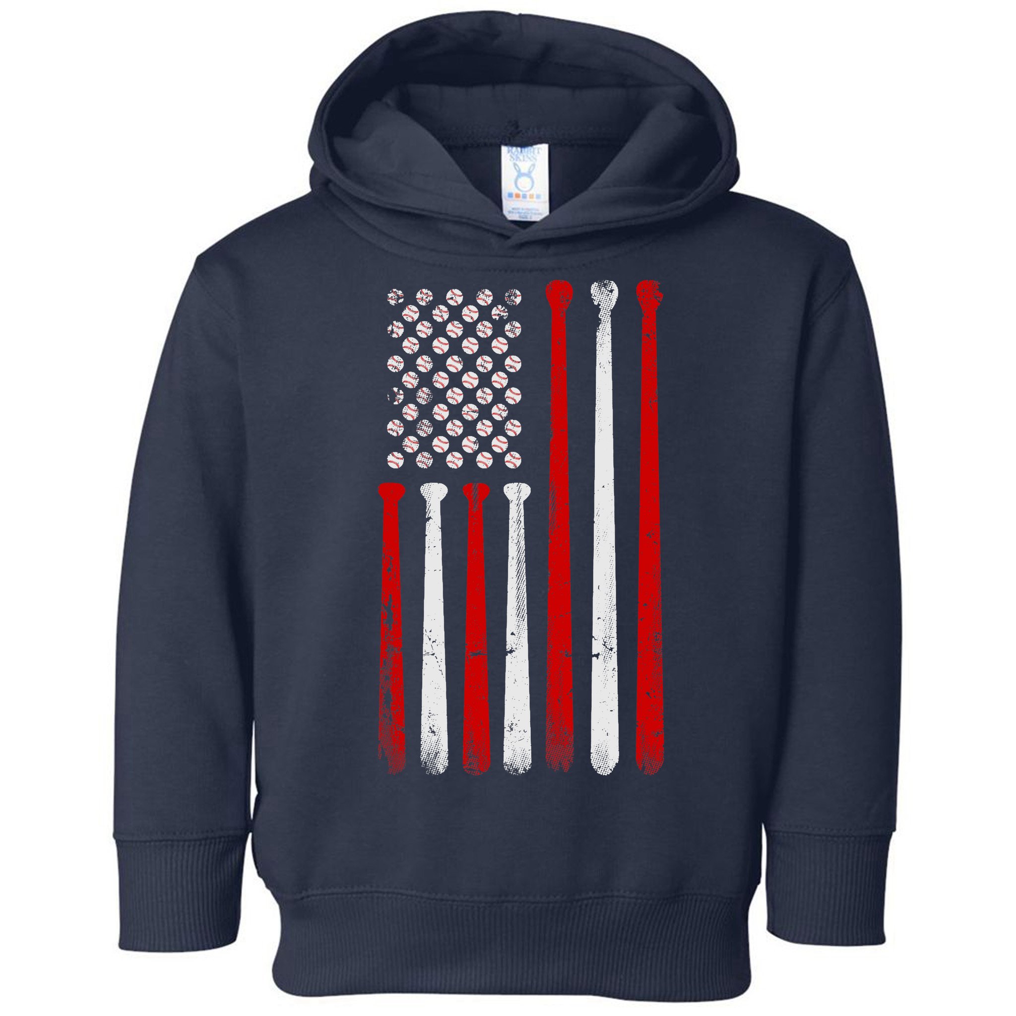 Vintage Baseball Bat American USA Flag Baseball Graphic Toddler Hoodie