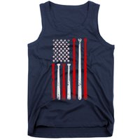 Vintage Baseball Bat American USA Flag Baseball Graphic Tank Top