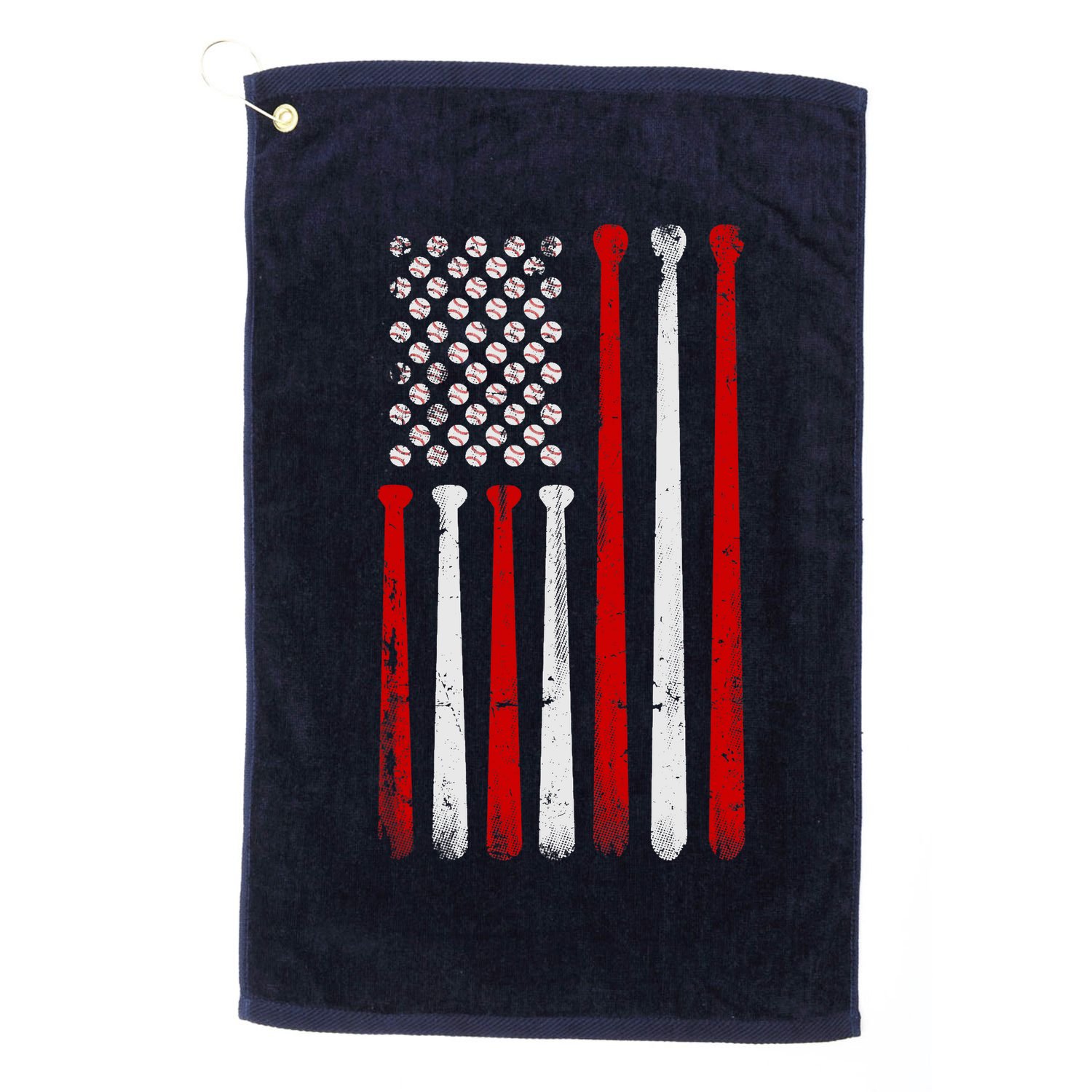 Vintage Baseball Bat American USA Flag Baseball Graphic Golf Towel