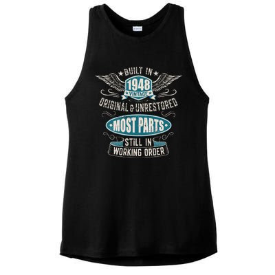 Vintage Birthday Born In 1948 Built In The 40s Ladies PosiCharge Tri-Blend Wicking Tank